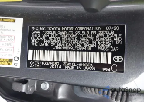 2020 Toyota C-Hr Xle z USA, uszkodzony, nr VIN JTNKHMBX9L1089418